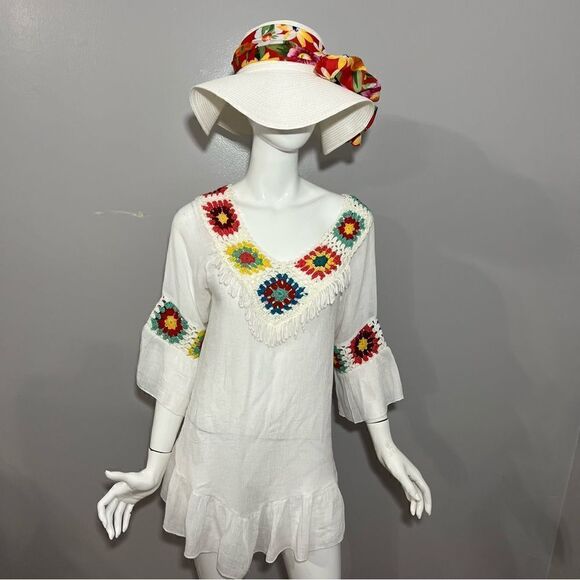 LTX Sportswear Gauze Granny Square Crochet Coverup - M - Picture 3 of 11